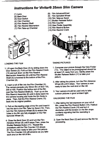 Vivitar Ultra Wide and Slim manual pg 2